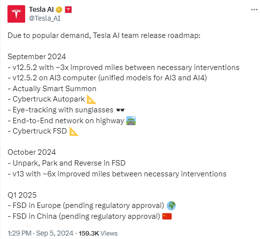 特斯拉2025年一季度在中國(guó)和歐洲推出全自動(dòng)駕駛系統(tǒng)