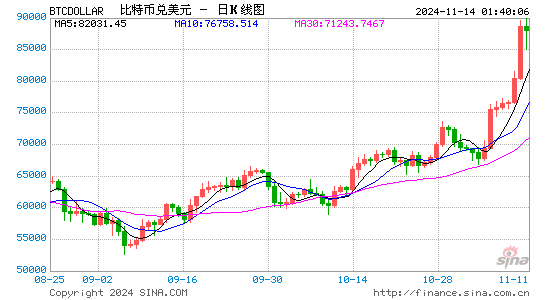 比特幣首次突破90000美元大關(guān) 年內(nèi)價(jià)格翻倍  第1張